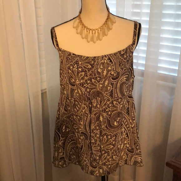 Tops - Paisley Tank Top in Brown and White! Size L